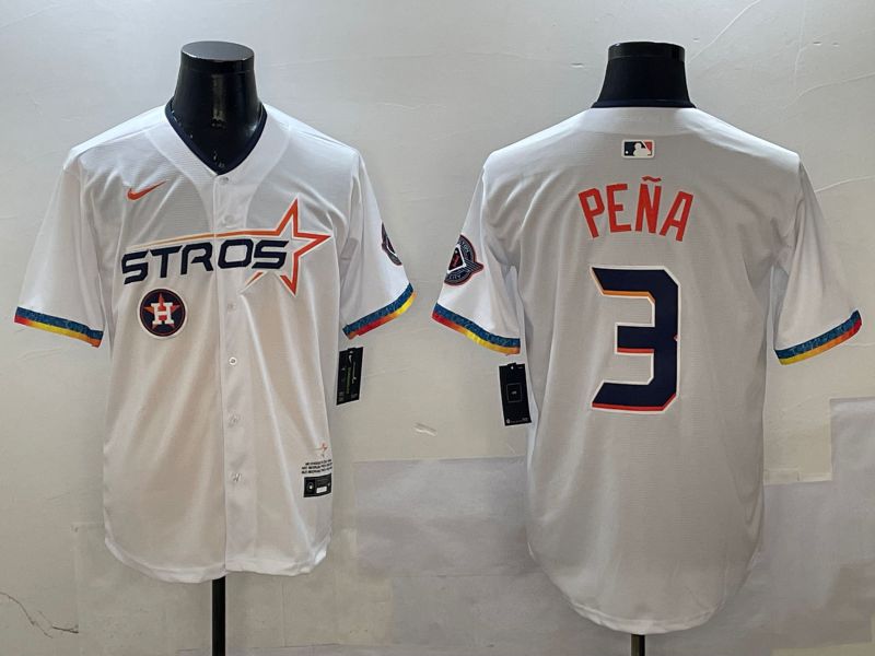 Men Houston Astros #3 Pena White Fourth generation Joint Name 2025 Nike MLB Jersey style 9->houston astros->MLB Jersey